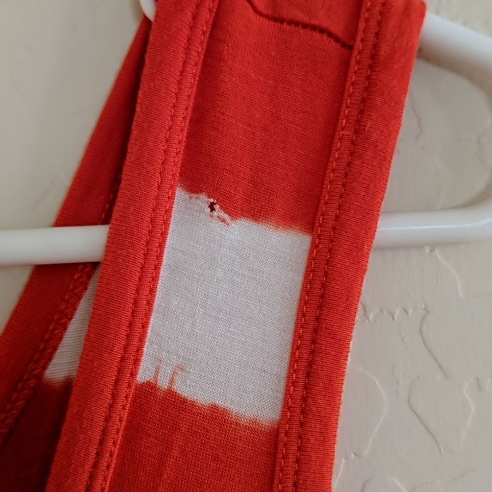 Calvin Klein Striped Maxi Dress Orange White Tie Dye Tank Sleeveless - Size 6 - Picture 5 of 6